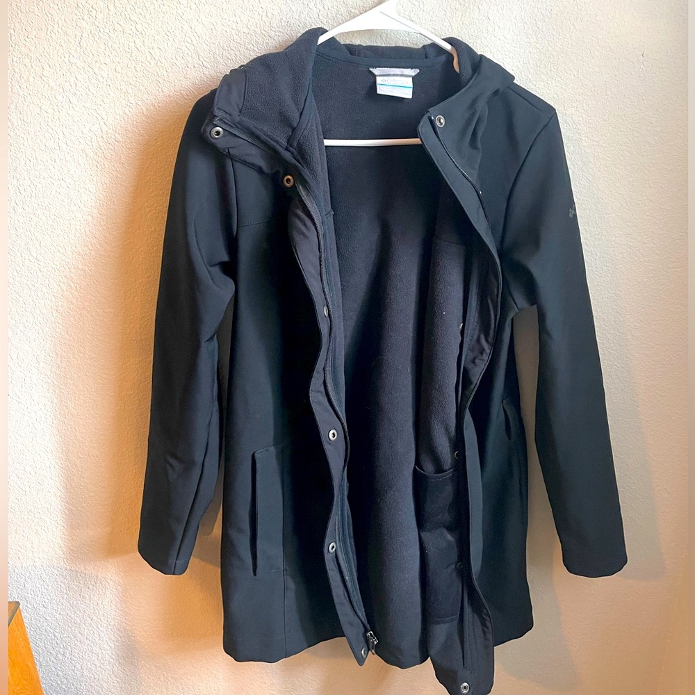 Columbia Women's Black Hooded Long Jacket